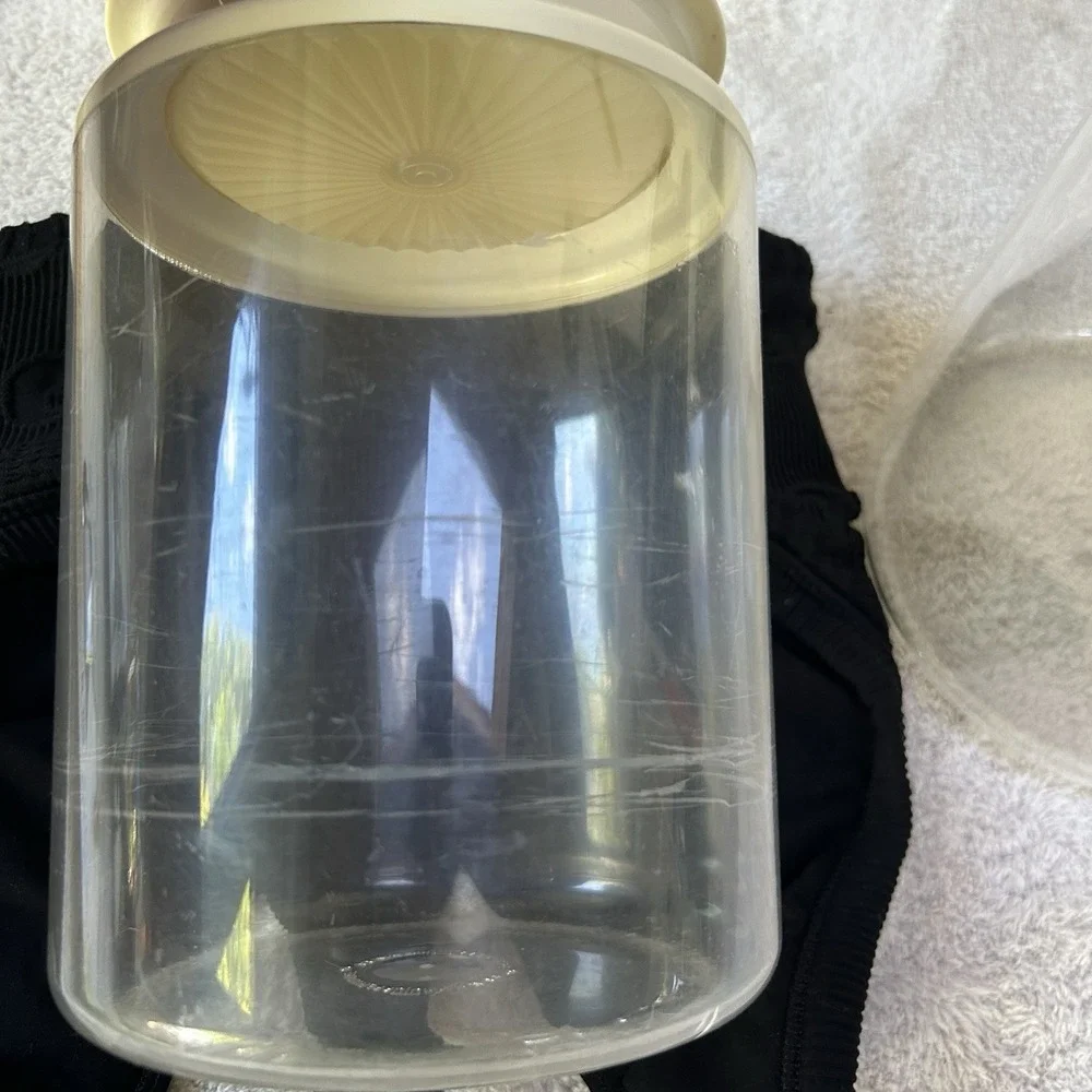 Set Of 3 TUPPERWARE Canisters Clear Push Button Lid Clear Acrylic Vintage